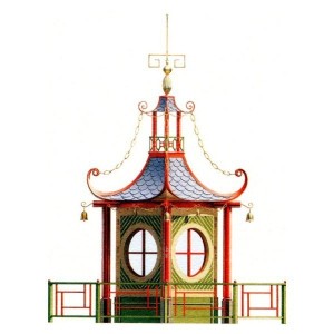 Carte de correspondance double avec enveloppe La Pagode à Bonnelles par Zega & Dams 2