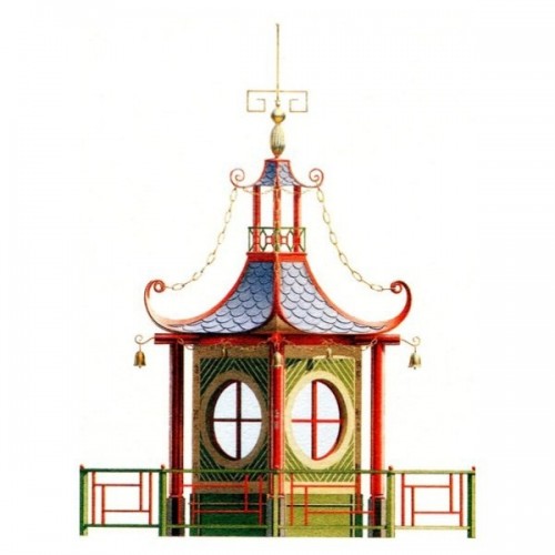 Carte de correspondance double avec enveloppe La Pagode à Bonnelles par Zega & Dams