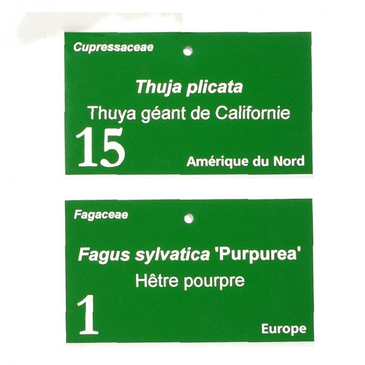 Etiquette botanique bi-couche gravée