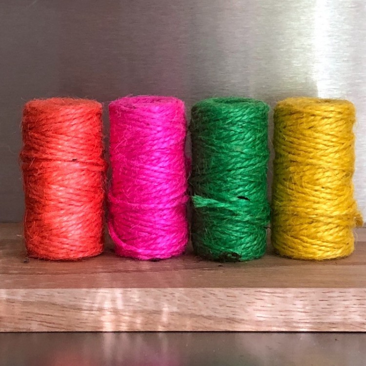 4 Mini Ficelles de Jute Couleurs Fluo