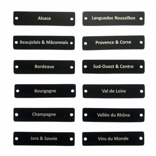 Etiquettes de cave en zinc 'Régions vinicoles'