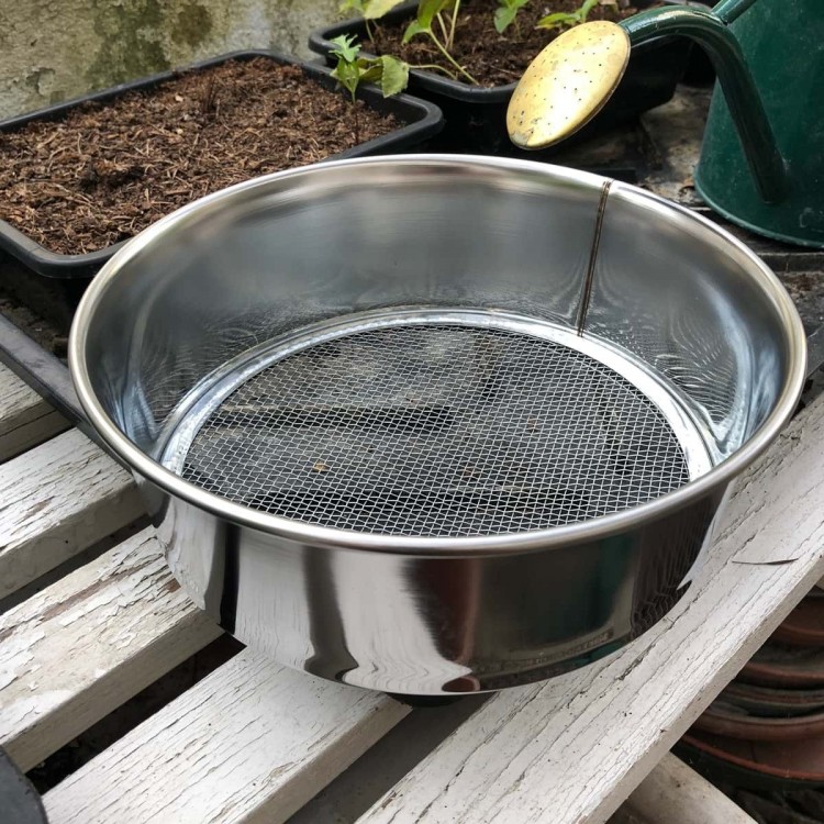 Tamis de jardin en acier inoxydable pour compost, saleté et