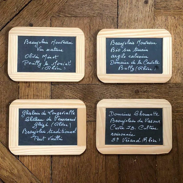 Etiquette de cave ardoise et bois