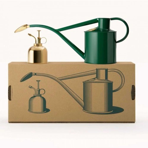 COFFRET arrosoir intérieur Haws 1 Litre The Rowley Ripple et brumisateur laiton