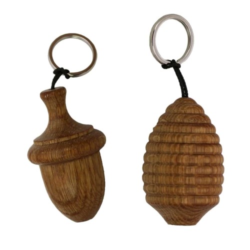 Porte-clés en bois tourné Gland ou Ruche