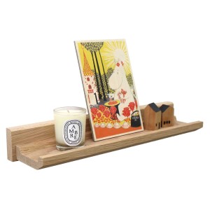 Cimaise murale en chêne massif huilé pour exposer tableaux et objets décoratifs 3 formats 2